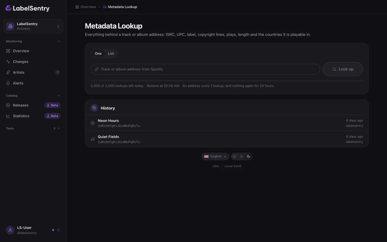 Metadata Lookup