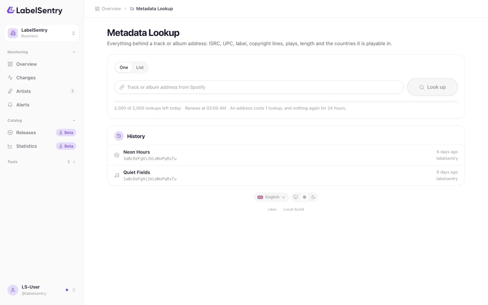 Metadata Lookup